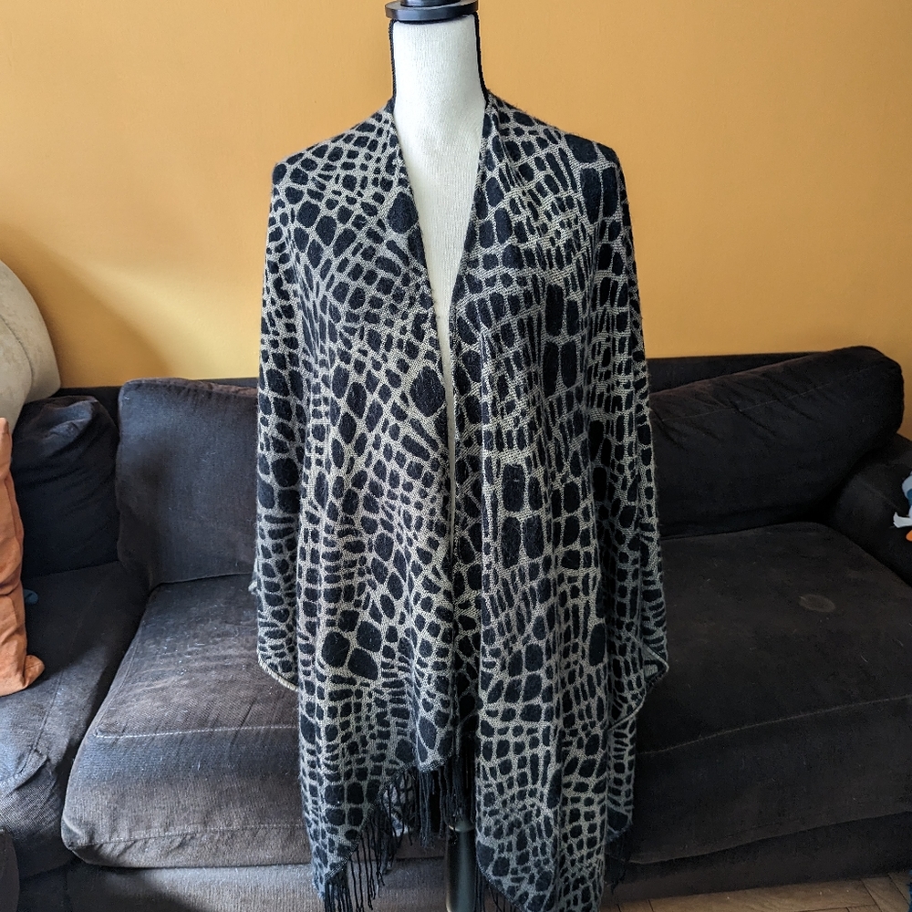 Black and Gray Poncho